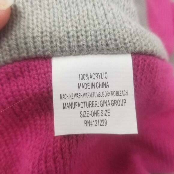 Pink and Grey Bright Striped Bicolor Infinity Scarf - Picture 3 of 3